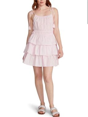 Steve Madden Tie-Shoulder Ruffle Tiered Dress - Pink